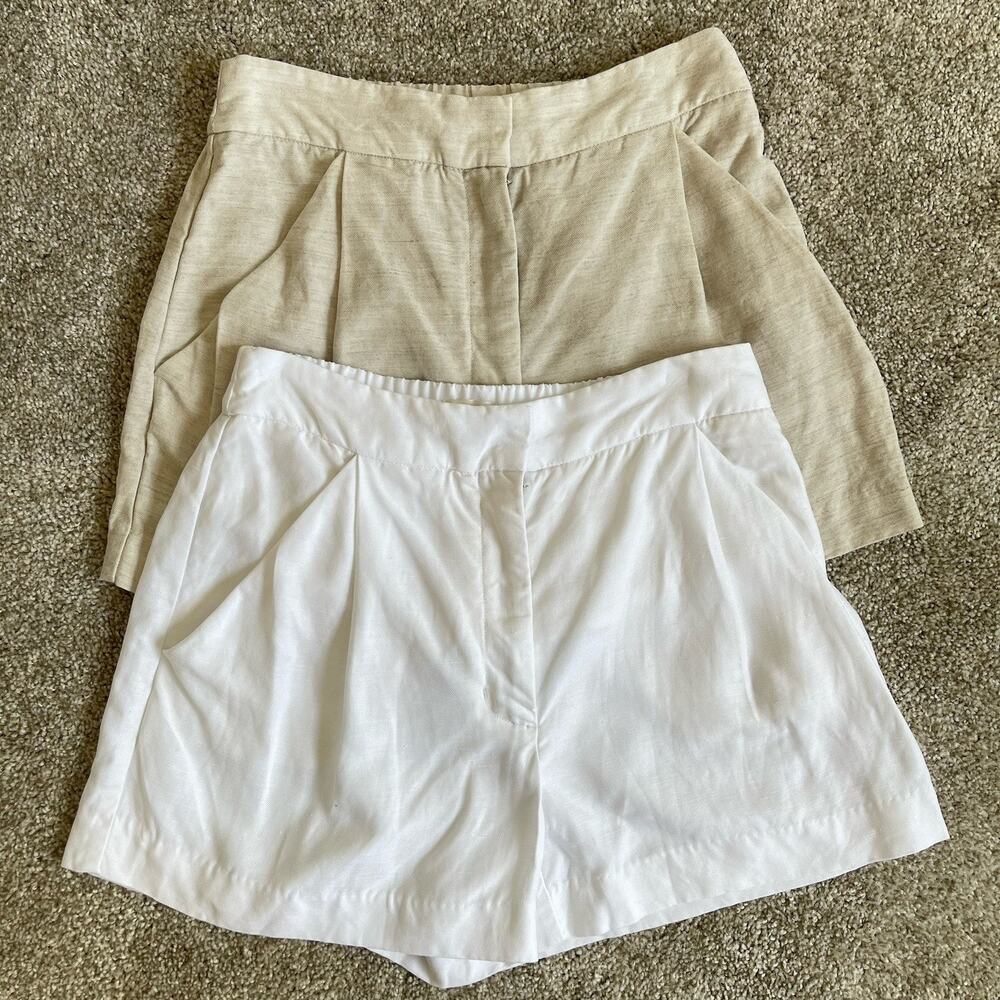 Wilfred Beige and White High-Waist Pleated Shorts Duo